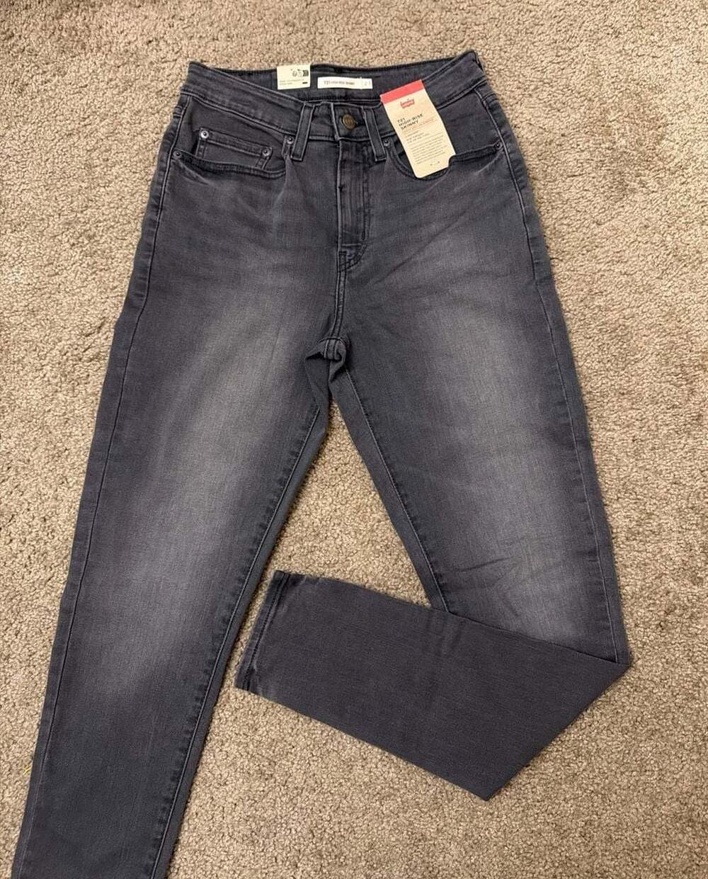 Levi’s 721 High Rise Skinny Jeans Women 27 x 30 Gray Wash NWT Stretch Denim
